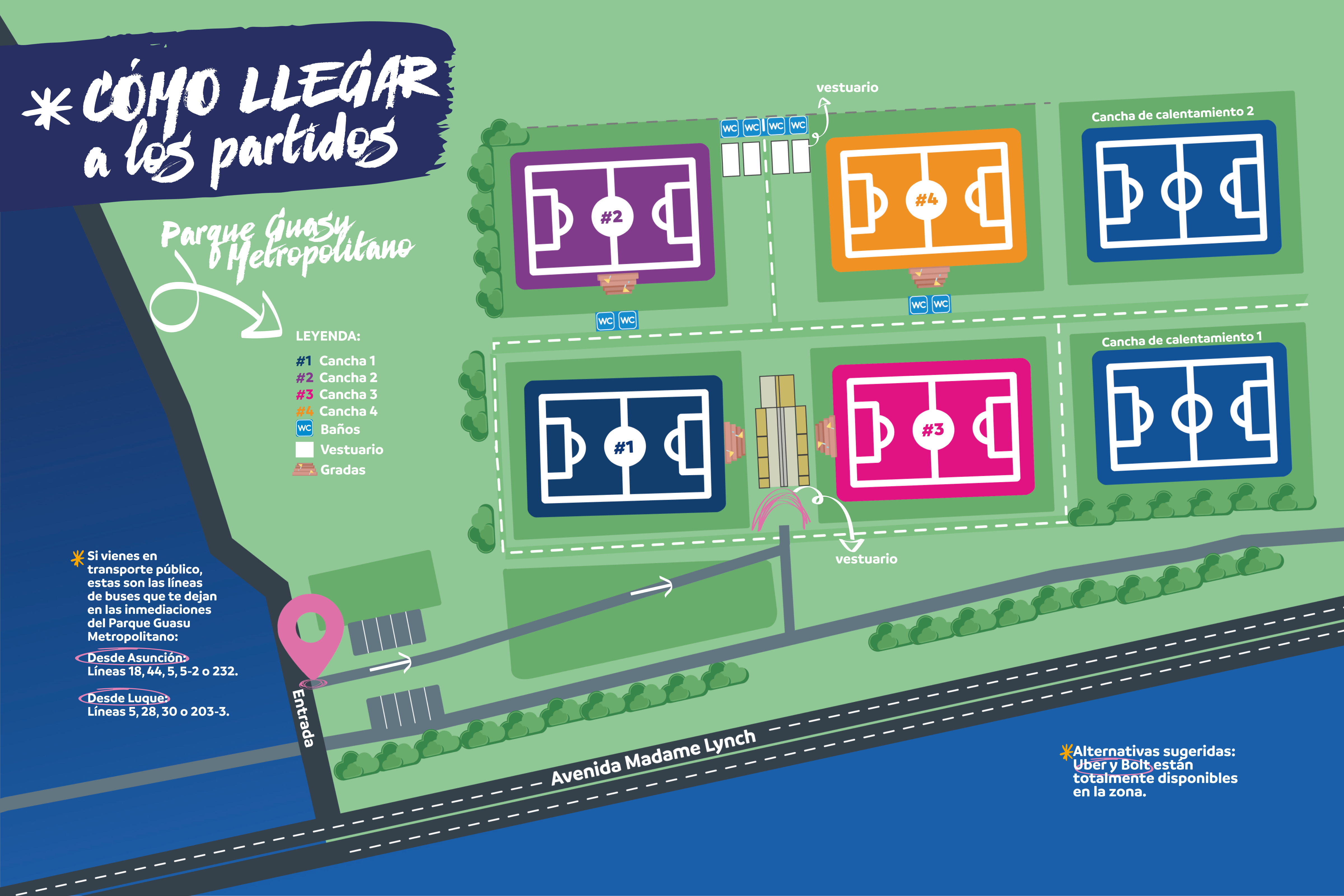 Cómo llegar a los partidos