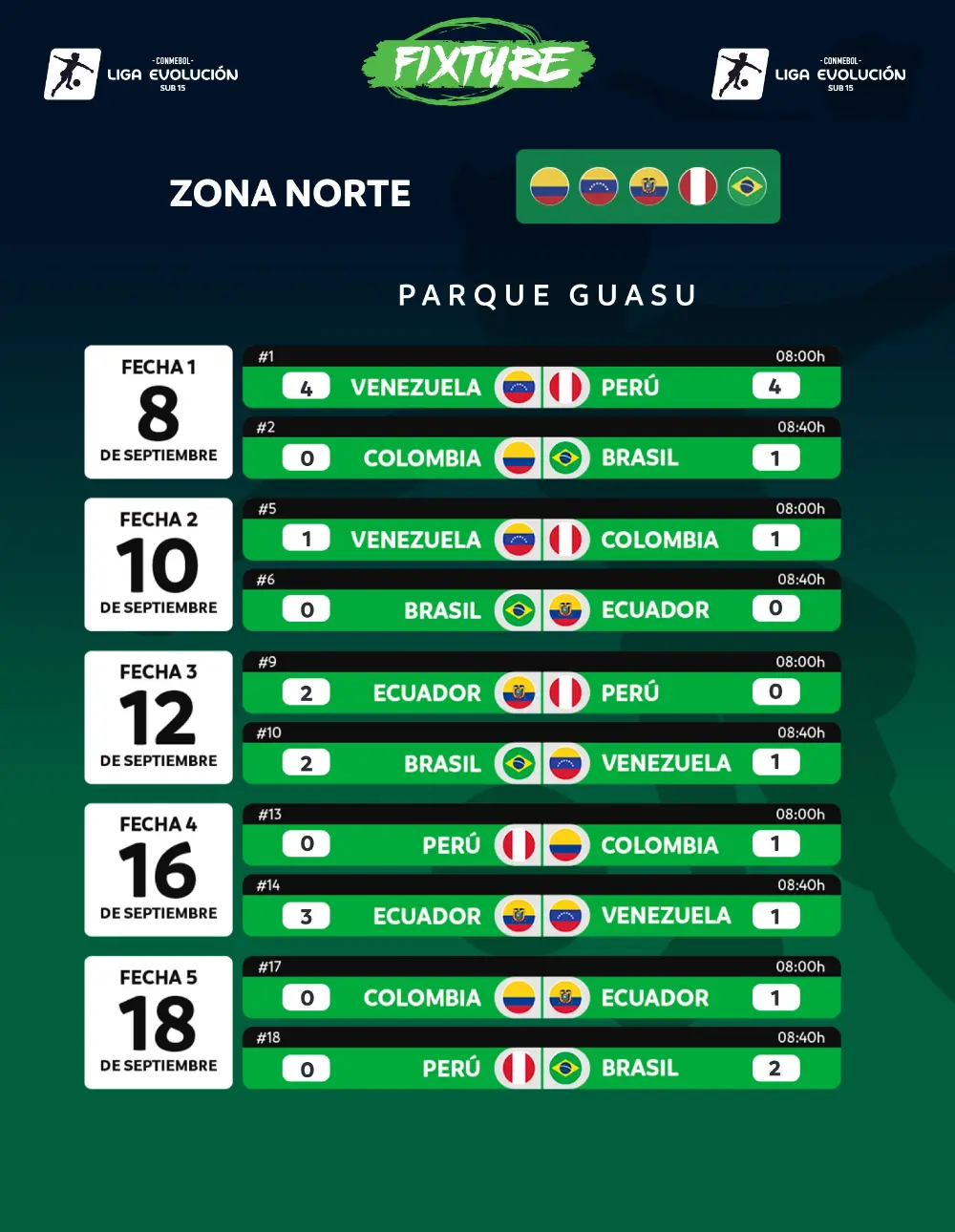 Fixture masculino · Zona Norte