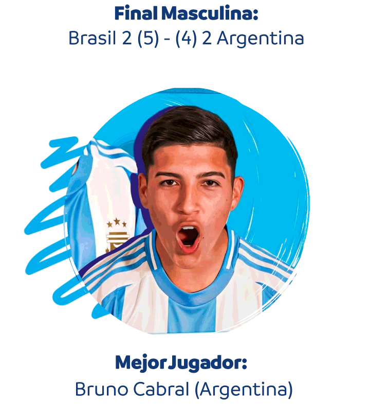 Final Masculina: Brasil 2 (5) - (4) 2 Argentina. Mejor Jugador: Bruno Cabral (Argentina)